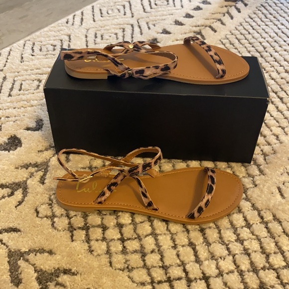 NIB Lulus Rika Camel Leopard Sandal Sz 7 - Picture 2 of 6